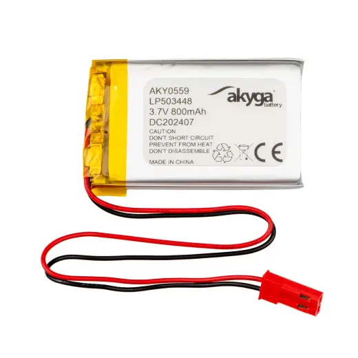 Lithium Polymer Battery Akyga AKY0559 LP503448 Li-Po 3.7V | 800mAh PCM JST 2.54 2Pin Connector 150mm