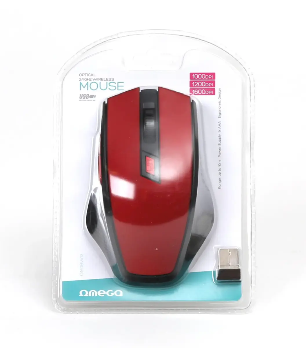 Omega OM08WR wireless mouse 1600 DPI red