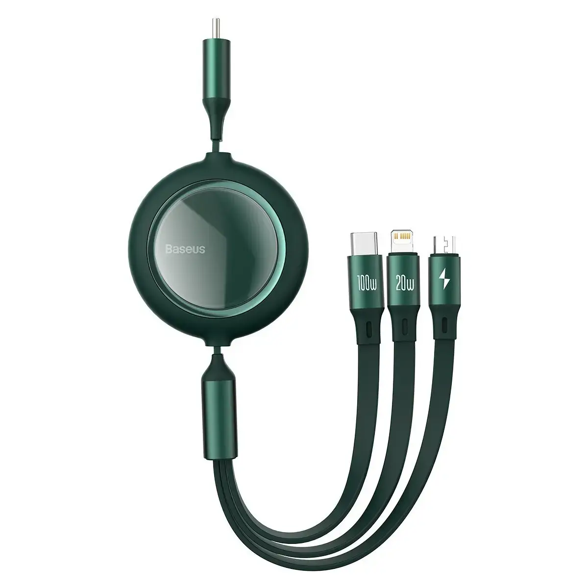 USB cable 3in1 Baseus Bright Mirror, USB to micro USB | USB-C | Lightning, 100W, 1.2m (green)