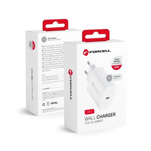 Forcell F-Energy TFK-TC-25WPD tīkla lādētājs | 25W | PD, QC | USB-C | balts