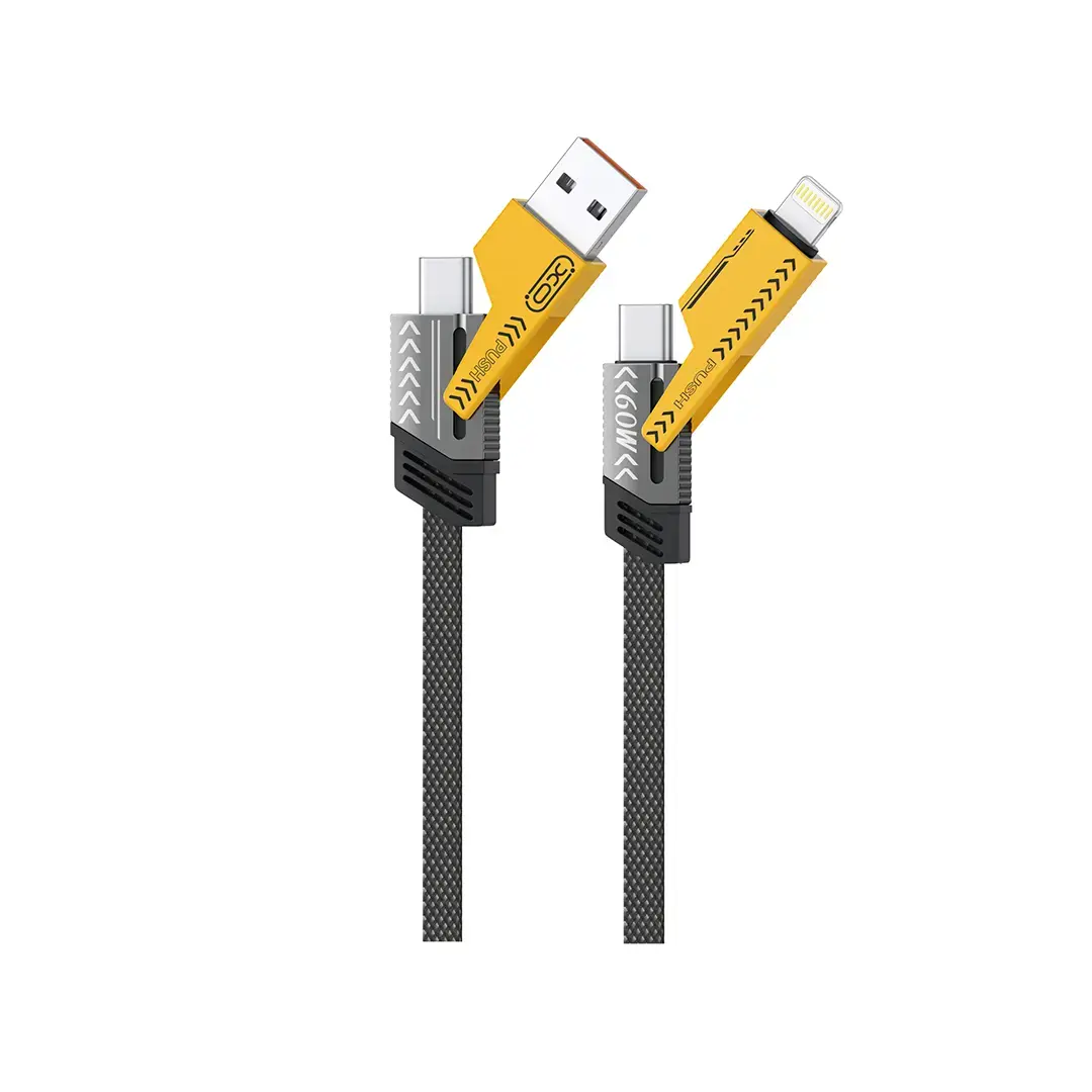 XO cabel NB283 4w1 USB-C - Lightning + USB + USB-C 60W 1,0m szary