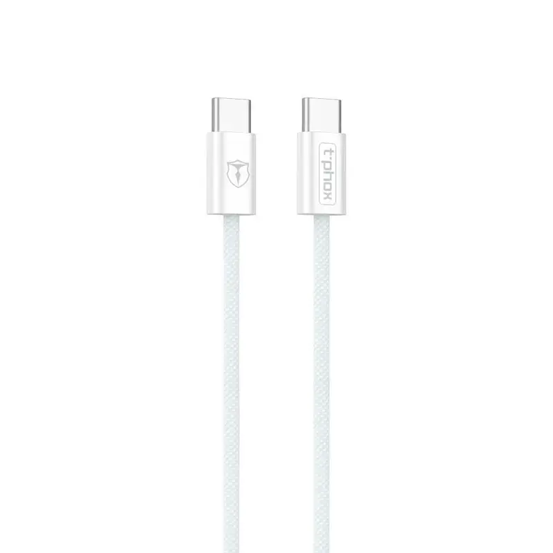 T-PHOX CC15 SERIES datu pārraides un uzlādes vads | USB-C uz USB-C | 60W | balts