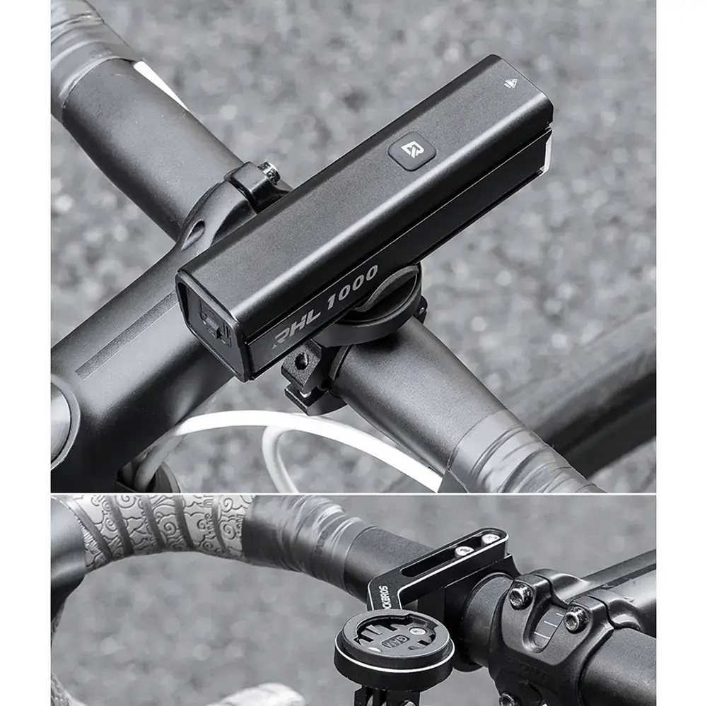 Rockbros 24610002001 Front Bike Light 1000 lm + USB-C - USB-A Cable - Black