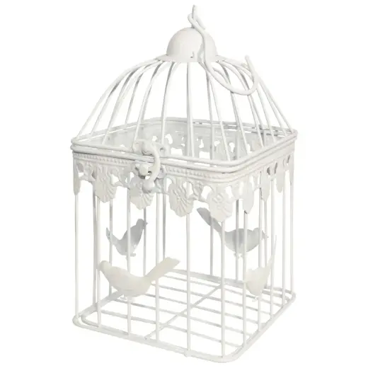 Decorative birdcage 14x14x25cm, white