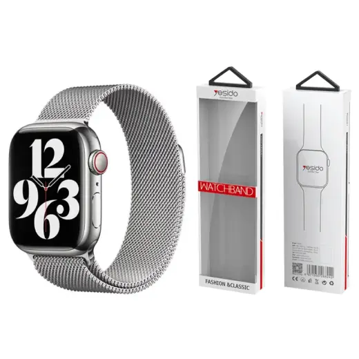 YESIDO WB22 APPLE WATCH MAGNETIC STAINLESS STEEL STRAP (42/44/45/49) SILVER