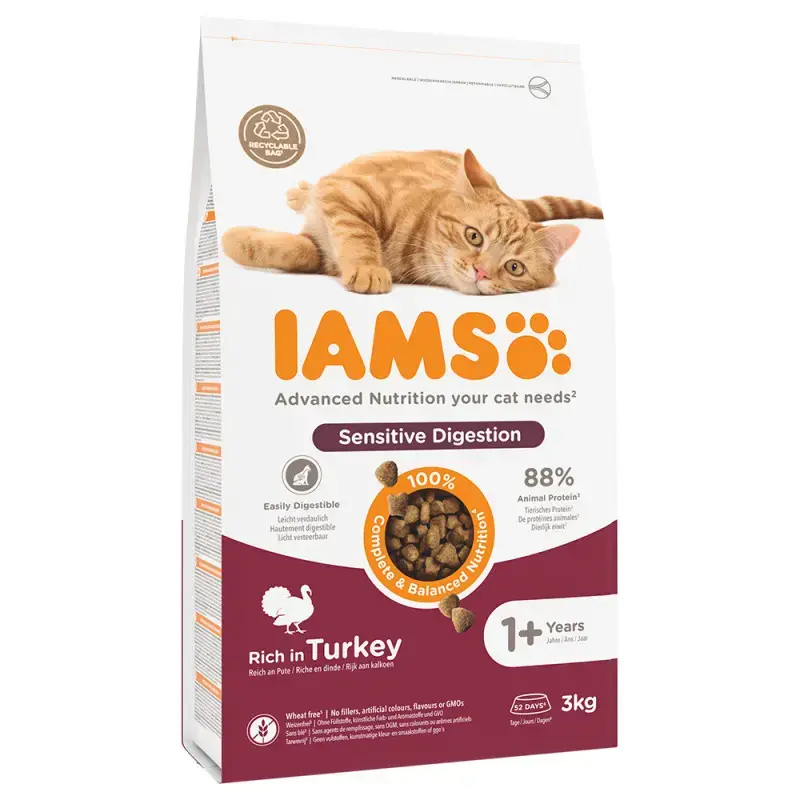 IAMS Dry food for cats - CAT Advanced Nutrition Sensitive Digestion Turkey 3KG