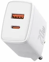 Baseus Compact travel charger | 15W | PD, QC3.0 | USB-A, USB-C | white