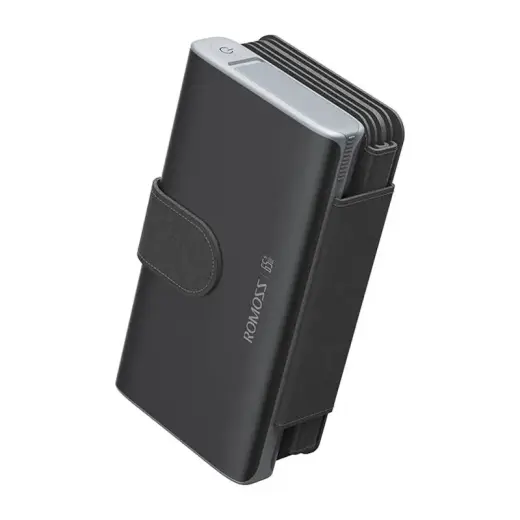 ROMOSS Solar ārējais akumulators (powerbank) | 30000 mAh | 65W | USB-C, USB-A | Saules panelis | melns