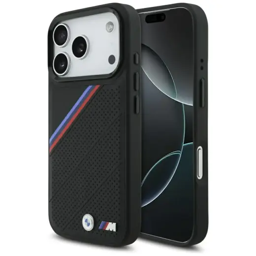 BMW M Tricolor Metal Logo telefoniümbris MagSafe toega seadmele iPhone 17 Pro must