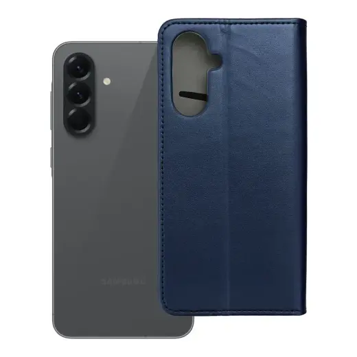 Smart Magneto knyginio tipo telefono dėklas Samsung Galaxy A56 tamsiai mėlynas