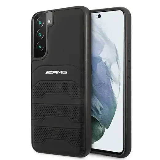 AMG AMHCS22SGSEBK S22 S901 czarny|black  hardcase Leather Debossed Lines