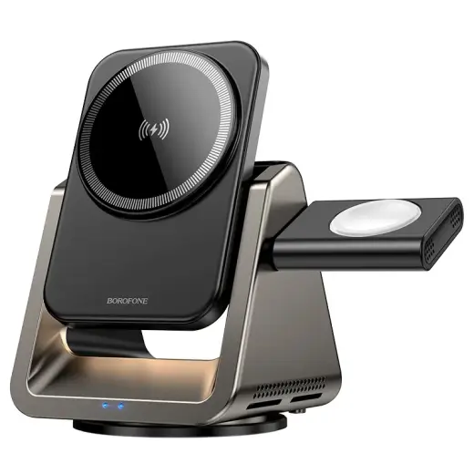 Borofone Wireless induction charger BQ30 Wide 3 in 1 15W grey