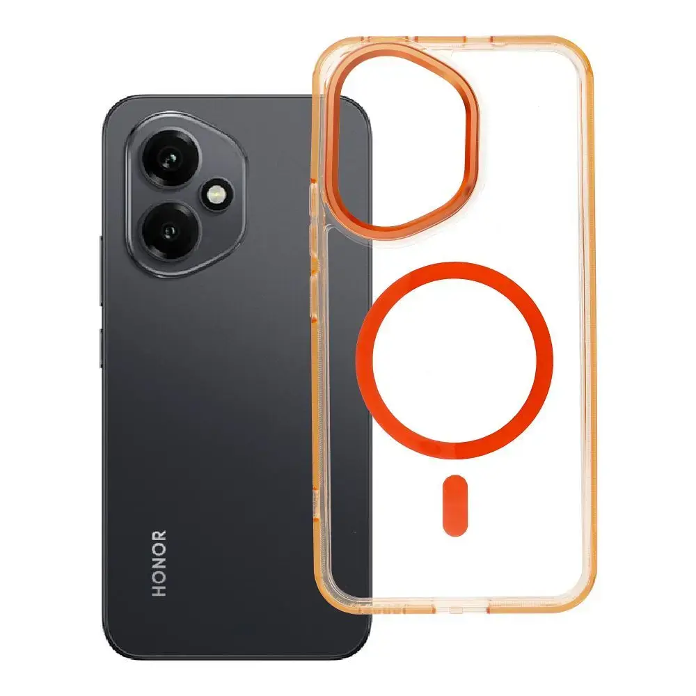 Case FRAME CLEAR HYBRID MAG COVER compatible with MagSafe for HONOR 400 hermes orange