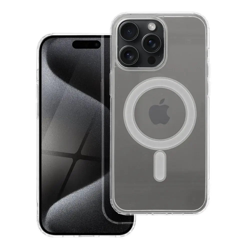 Clear Mag telefono dėklas su MagSafe palaikymu iPhone 15 Pro Max skaidrus