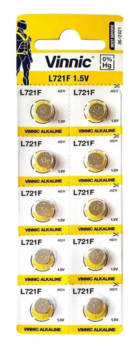 Vinnic AG11 | LR721 | SR721W | 162 | GP62A | 362 | Alkaline 1.5V Batteries (10pcs)