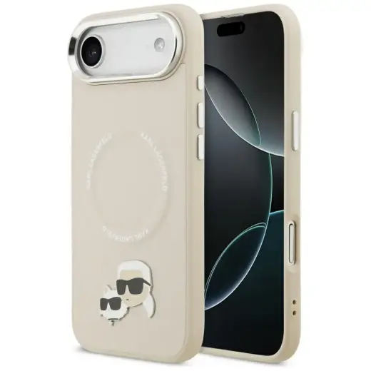 Karl Lagerfeld Karl & Choupette Pins MagSafe Case for iPhone Air Beige