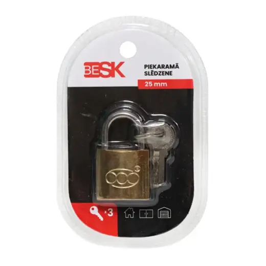Padlock with 3 keys 25mm, 25AR029-2