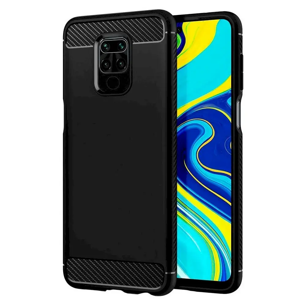 Fusion Trust Back Case Silikona Aizsargapvalks Priekš Xiaomi Redmi Note 9 Melns