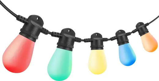 Decorative light string, 5m long, S14 E27x10pcs, colored