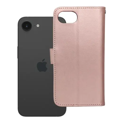 MEZZO teddy bear knyginio tipo telefono dėklas iPhone 16e rožinis (pliušinis meškiukas)