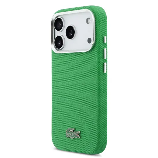 Lacoste Iconic Petit Pique Metal Logo telefono dėklas su MagSafe palaikymu iPhone 17 Pro žalias