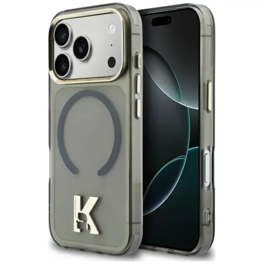 Karl Lagerfeld IML K Head Logo maciņš ar MagSafe atbalstu telefonam iPhone 17 Pro Max melns