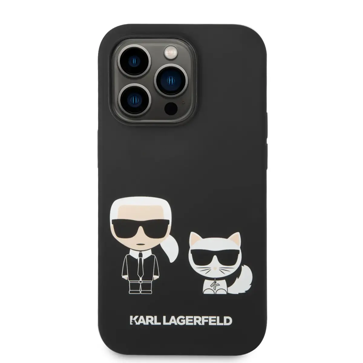 Karl Lagerfeld and Choupette Liquid Silicone Case for iPhone 14 Pro Max Black