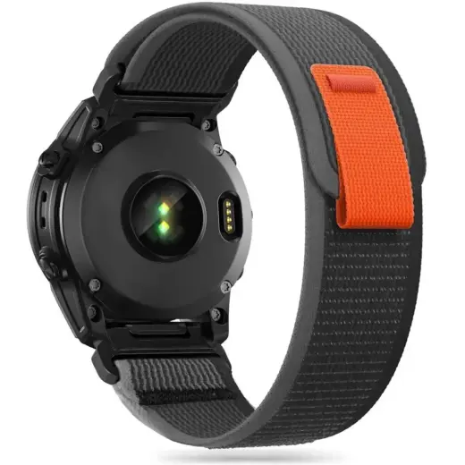 Tech-Protect Nylon išmaniojo laikrodžio dirželis Garmin Fenix 3/5X/3HR/5X Plus/6X/6X Pro/7X | nailoninis | juodas/oranžinis