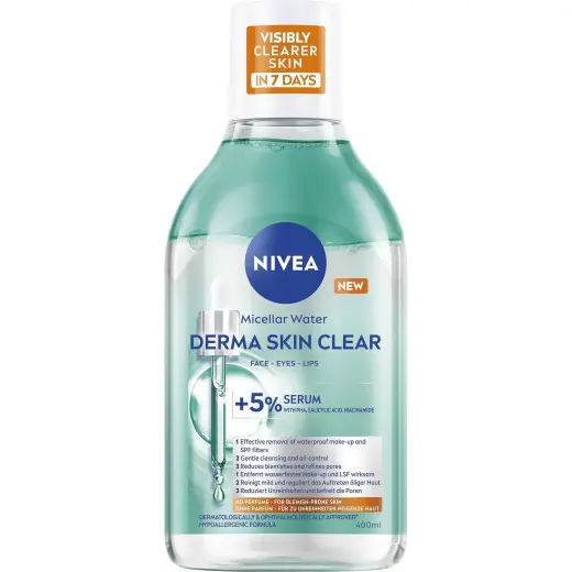 NIVEA, Pulizia Viso, Derma Skin Clear Mizellenwasser (Mizellenwasser) 400 Ml (Acqua Micellare, 400ml)