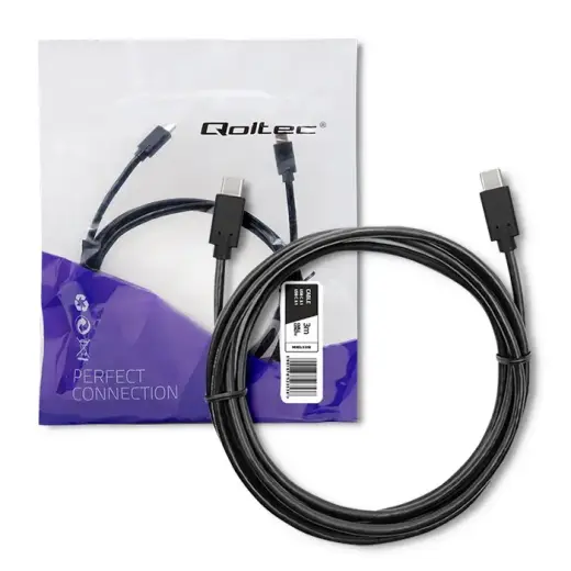 Qoltec datu pārraides un uzlādes vads | USB-C uz USB-C