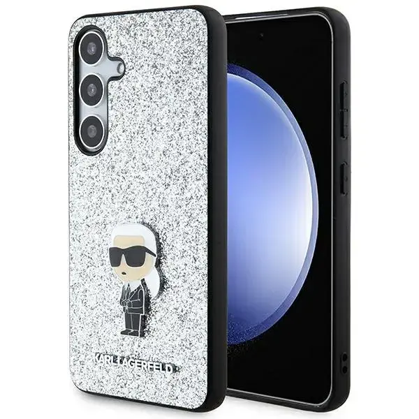 Karl Lagerfeld KLHCS24SGCNPSG S24 S921 srebrny|silver hardcase Fixed Glitter Ikonik Logo Metal Pin