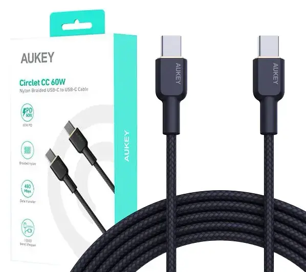 AUKEY CB-NCC1 Nylon Cab le USB C - USB C 1m 3A