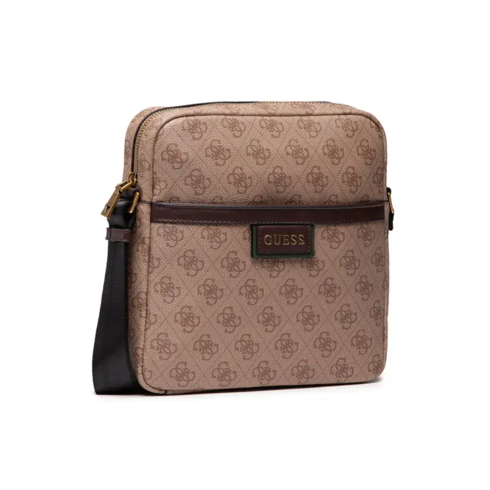 Guess, Vezzola, Document Holder, Textile Crossbody Bag, Brown, For Women