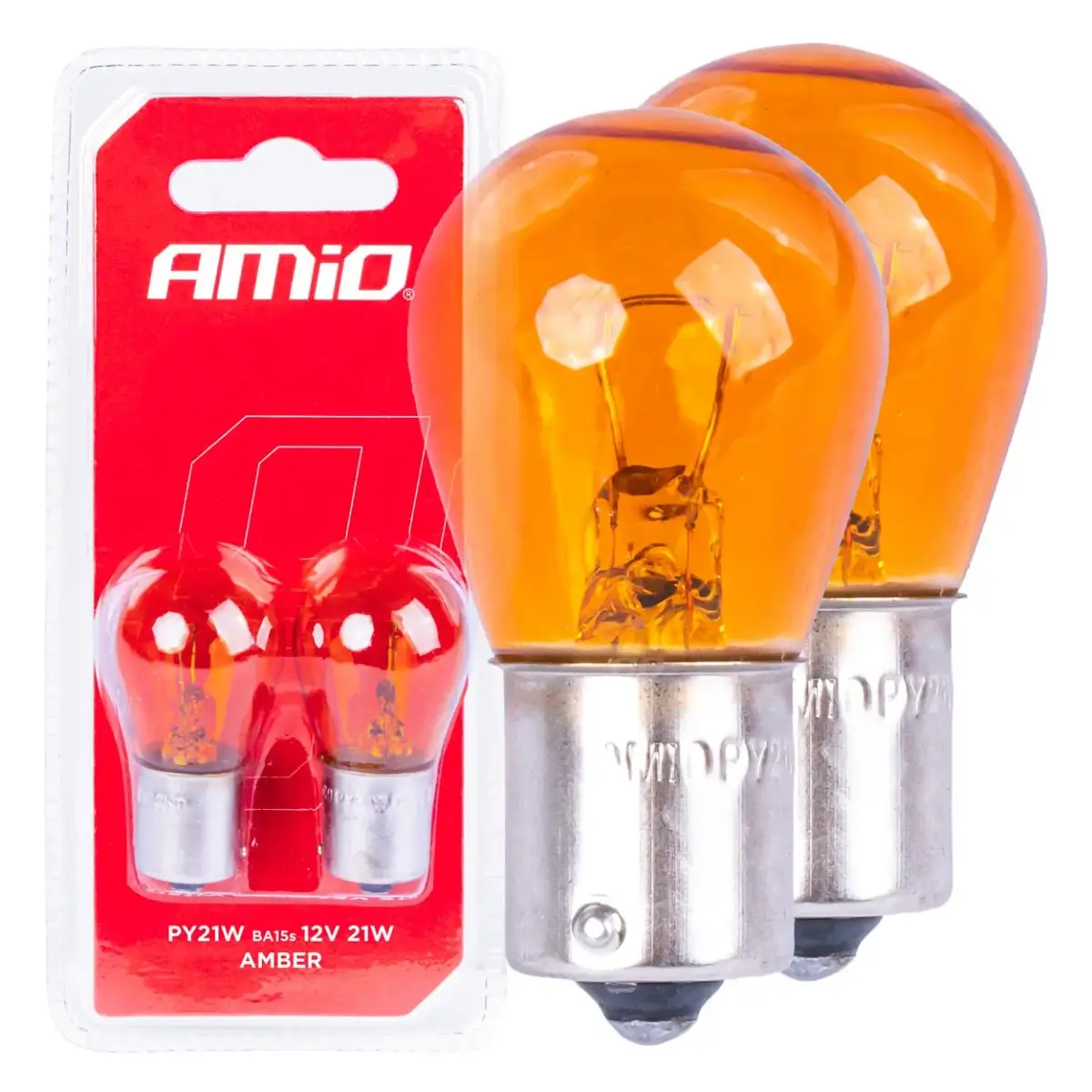 Halogen bulbs PY21W BA15S 12V AMBER 2pcs blister