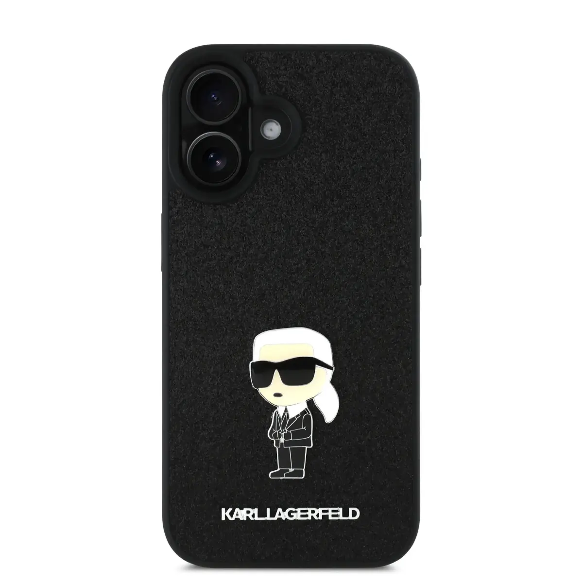 Karl Lagerfeld Fixed Glitter Metal Ikonik Case for iPhone 16 Black