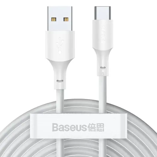 Baseus Simple Wisdom data transfer and charging cable | USB-A to USB-C | 20W | 1.5m | white | 2-pack