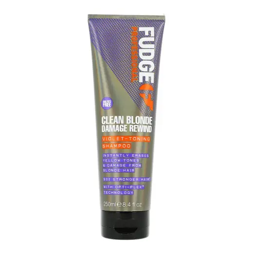 FUDGE Clean Blonde Damage Rewind Purple Violet Toning & Repair Shampoo 250ml in Clear