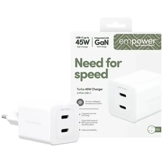 Зарядное устройство PanzerGlass Empower Turbo | 45W | USB-C | белое
