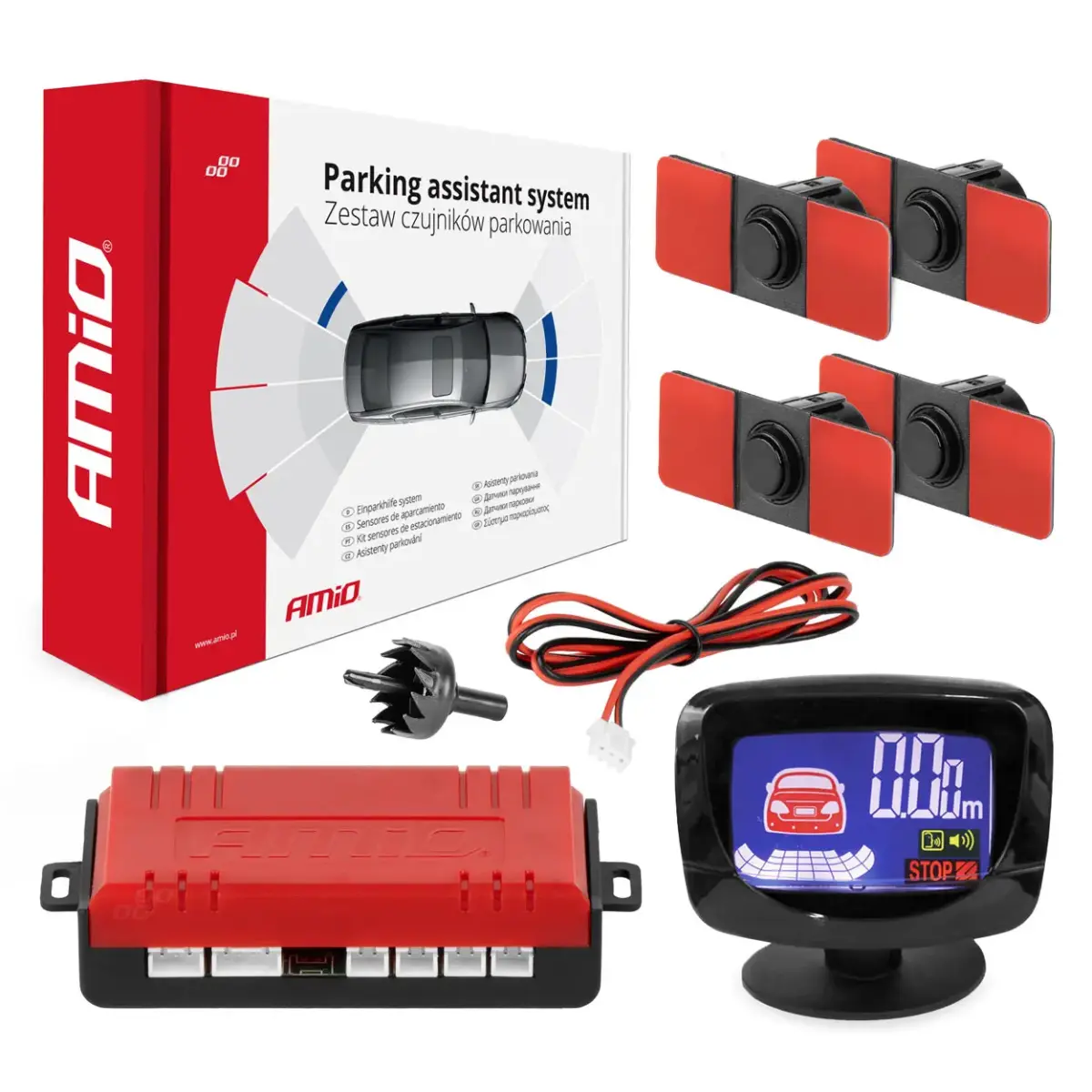 Parking assistant system LED-GRAF 4 sensor black inside mount 16,5mm