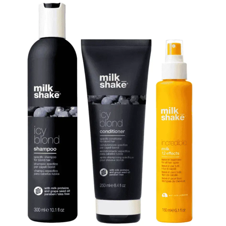 Set Milk Shake: Icy Blond, Hair Shampoo, 300 ml + Icy Blond, Hair Conditioner, 250 ml + Incredible, Hair Oil Treatment, Protects, 150 ml