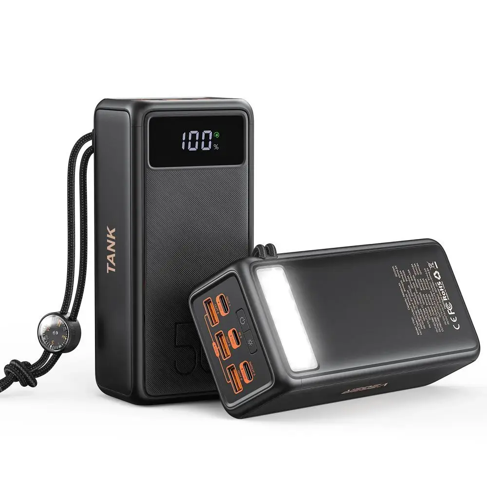 Veger Tank Boost (W5001C) ārējais akumulators (powerbank) | 56 000 mAh | 130W | PD, QC | USB-A, USB-C | melns