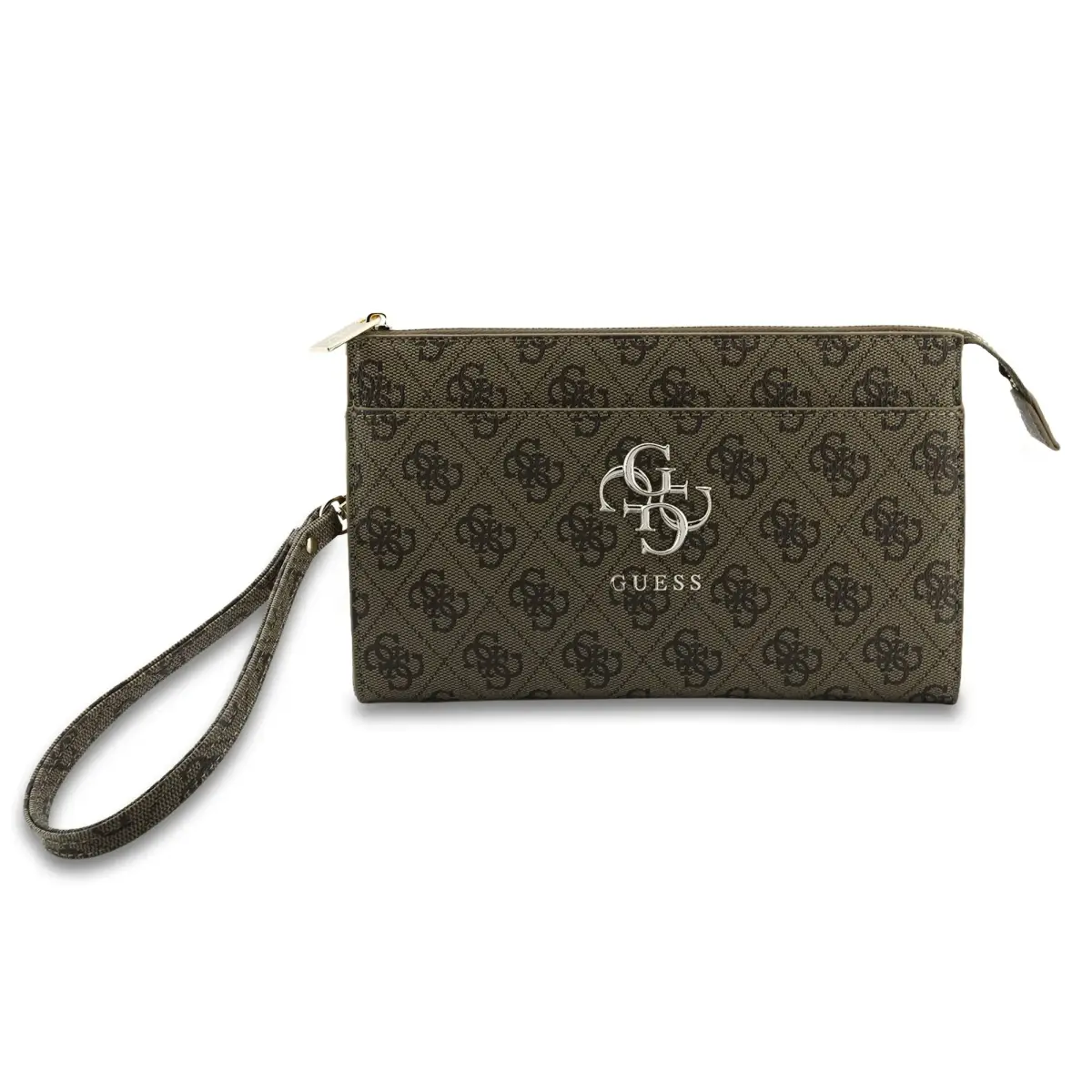 Guess PU 4G Metal Logo Phone Bag Brown
