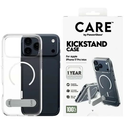 Case CARE by PanzerGlass Feature w. Kickstand MagSafe for iPhone 17 Pro Max transparent