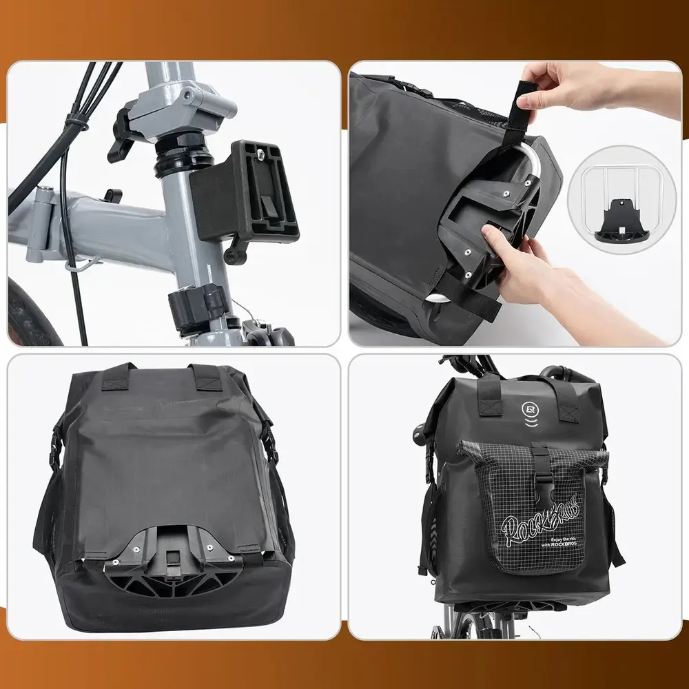 Torba rowerowa Rockbros AS-158 na kierownicę do roweru składanego Brompton 18 l - czarna