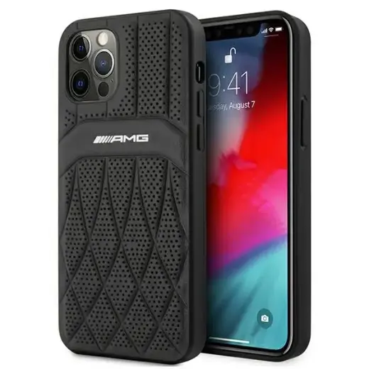 AMG AMHCP12MOSDBK iPhone 12|12 Pro 6,1" czarny|black hardcase Leather Curved Lines