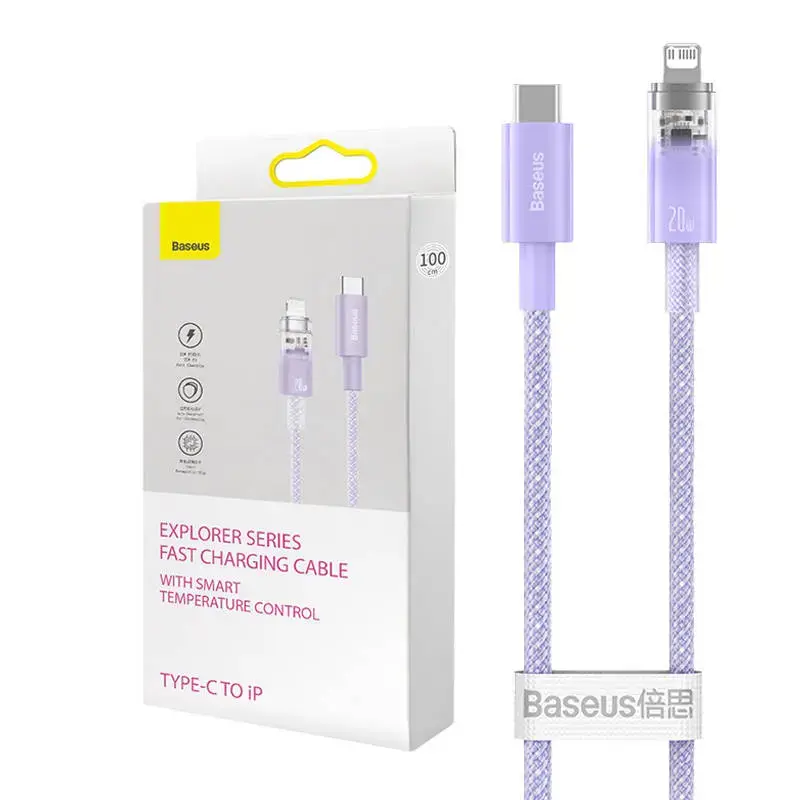 Baseus Explorer Series CATS010205 data transfer and charging cable | USB-C to Lightning | 20W | 1m | purple