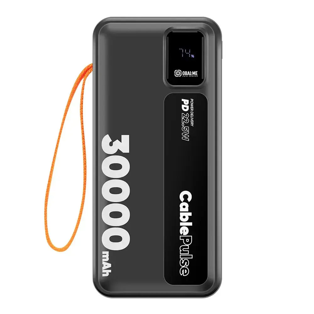 OBAL:ME CablePulse ārējais akumulators (powerbank) | 30 000 mAh | 22.5W | melns