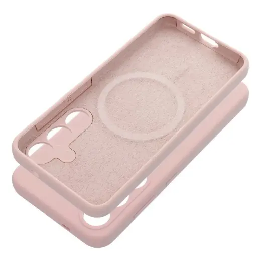 Silicone 2mm telefono dėklas su MagSafe palaikymu Samsung Galaxy S25 Ultra (S938) rožinis