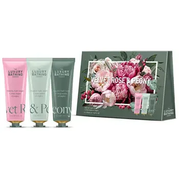 Grace Cole Rose & Peony Hand Cream Set ( Růže & Pivoňka ) - Dárková sada krémů na ruce ( 3 ks )