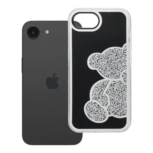 TEDDY BEAR maciņš telefonam iPhone 16e sudraba krāsā